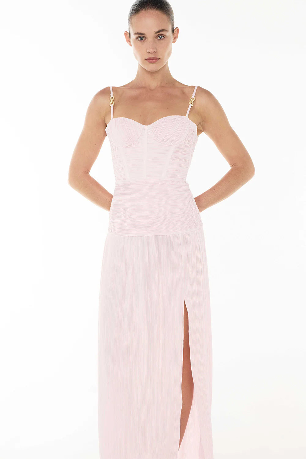hydrangea double time pleat dress open lace back dress HYDRANGEA DOUBLE TIME PLEAT DRESS