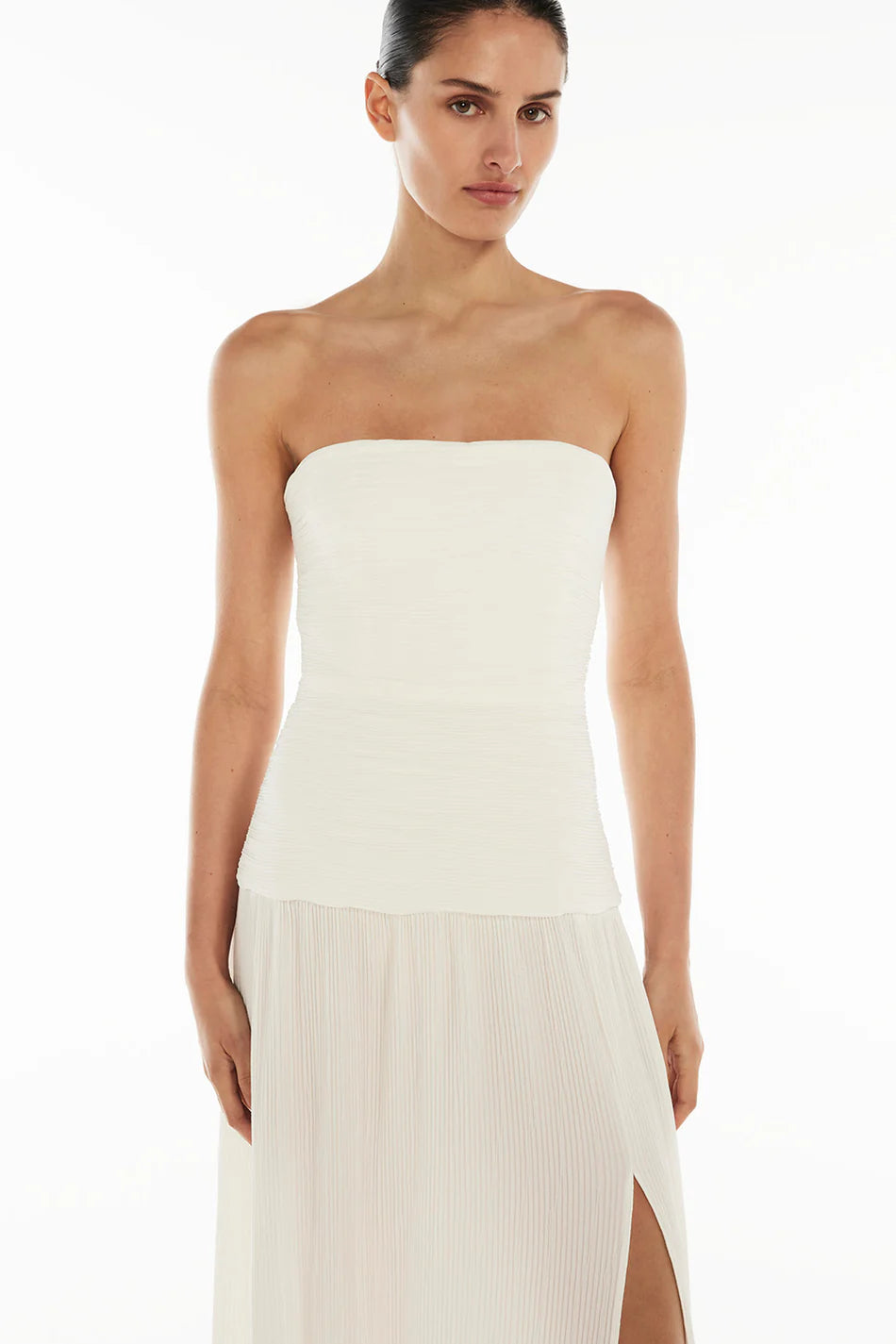 double time pleat strapless dress Double Time Pleat Dress
